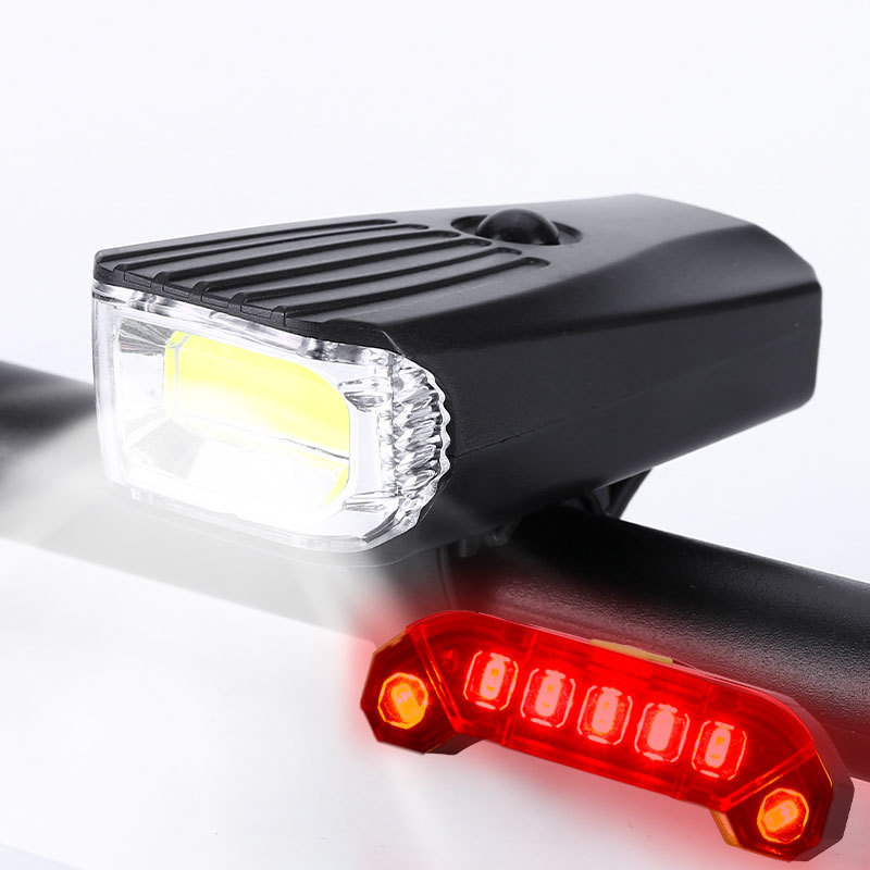 Cross-border New USB Charging XPE Lamp Beads Strong Lighting Headlight Flashing Warning Taillight Bicycle Light Set