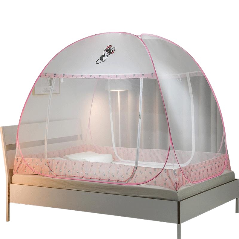 New steel wire mosquito net yurt U-shaped zipper double-door sitting bed type back to the bottom of the household single bed 1.2 meters 1.8M