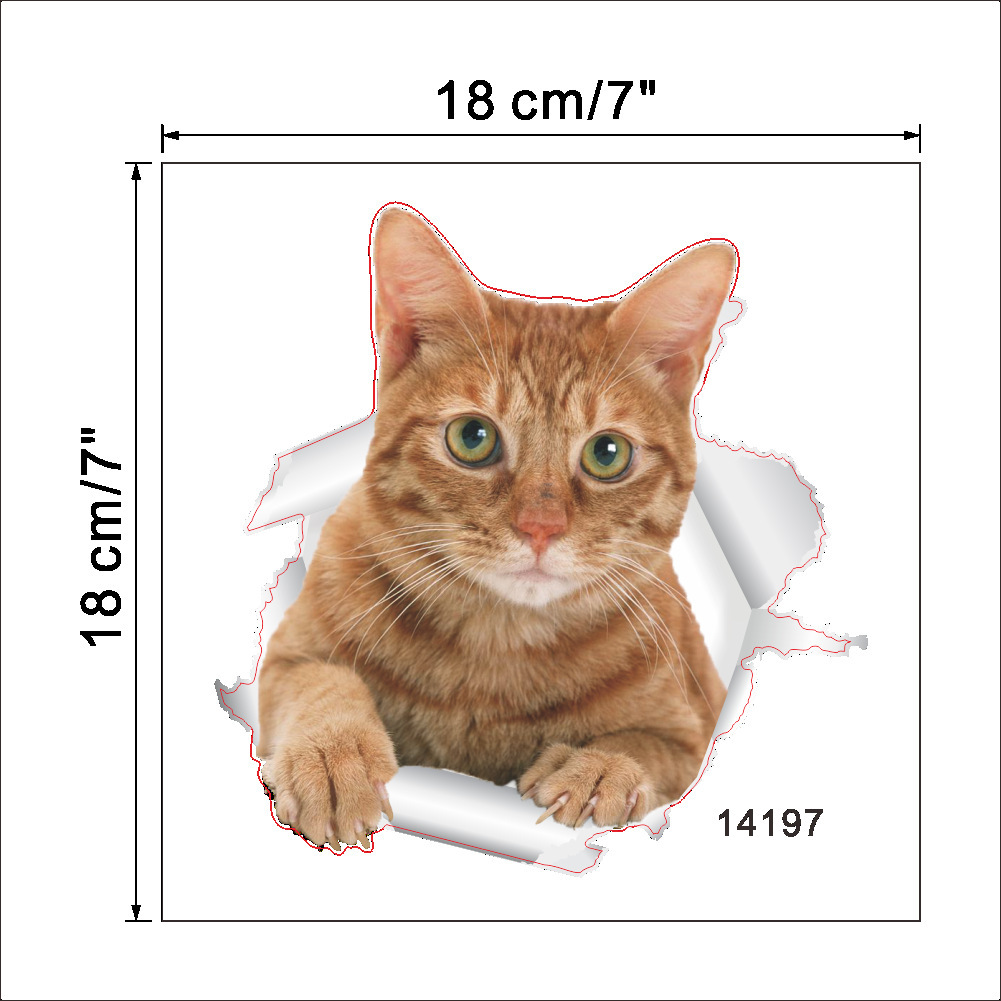Picture of Cross-border New Creative 14109 Kitten 14110 Puppy Wall Decorative Wall Stickers Toilet Toilet Stickers