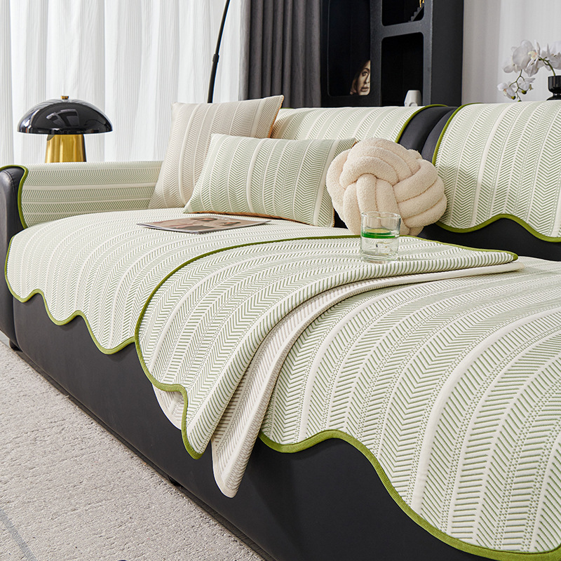 Modern Simple Asymmetrical Cool Bean Sofa Cushion 2025 Summer New One-Piece Mat Ice Silk Mat Seat Cushion