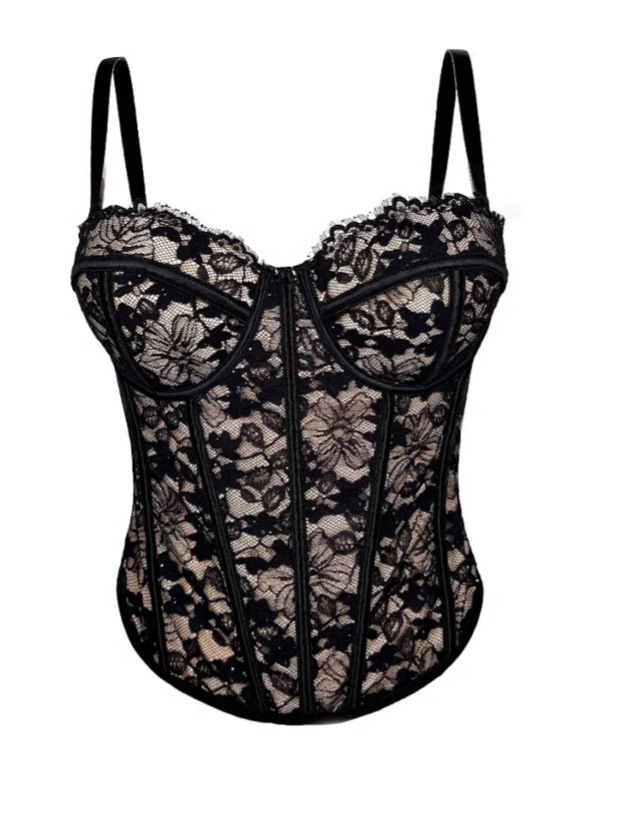 New Cross-Border European and American Hot Girl Black Lace Inner Suspender High-End Outer Wear Body-Shaping Push-Up Fishbone Bra