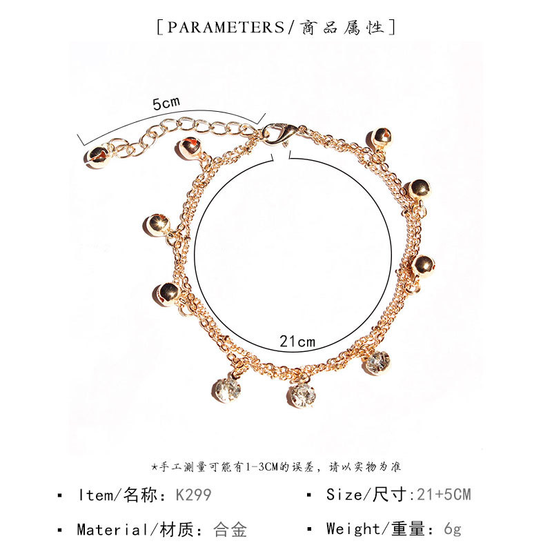 Picture of Cross-border jewelry small Bell rhinestone anklet Japanese and Korean simple double-layer beach anklet