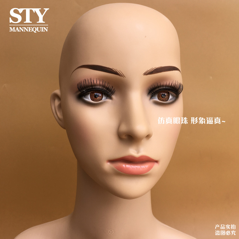 Picture of Wig Head Model European and American Model Head Female Display Headscarf Necklace and Other Model Head with Shoulder Dummy Head Model