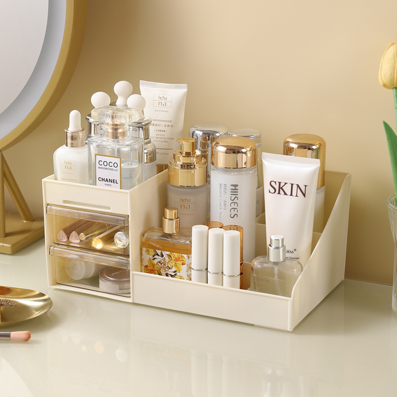Picture of Teng Xian Drawer Type Cosmetic Box Dormitory Finishing Plastic Storage Rack Cosmetic Skin Care Dressing Table Desktop Storage Box