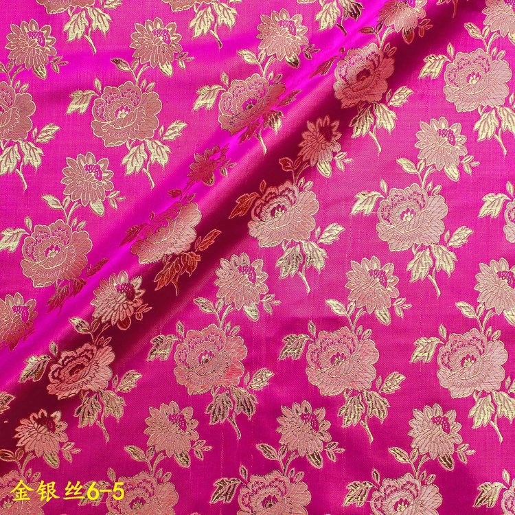 Picture of Spot Wholesale Wedding Decoration Headwear Toys Fabric Crafts Fabric Rose Red Festive Gold and Silver Jacquard Fabric
