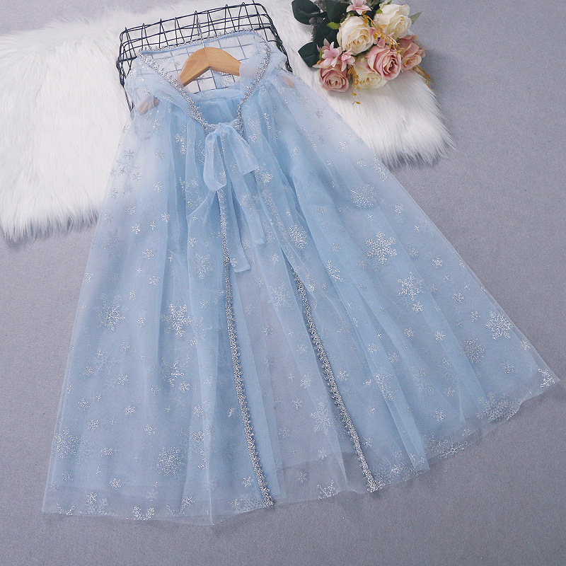 Picture of Frozen Cape Thin Children's Stylish Mesh Cloak Cosplay Costume Hooded for Going Out