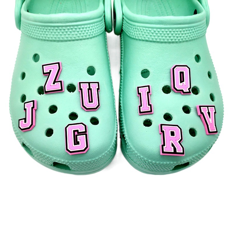 New pink letter hole shoes accessories PVC shoes flower shoe buckle cute garden shoes DIY decorative accessories detachable