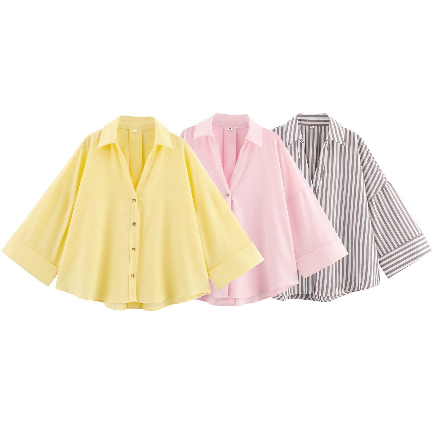 2025 New Summer European and American Fashion Versatile Simple Linen Blended Long-Sleeved Shirt Casual Tops