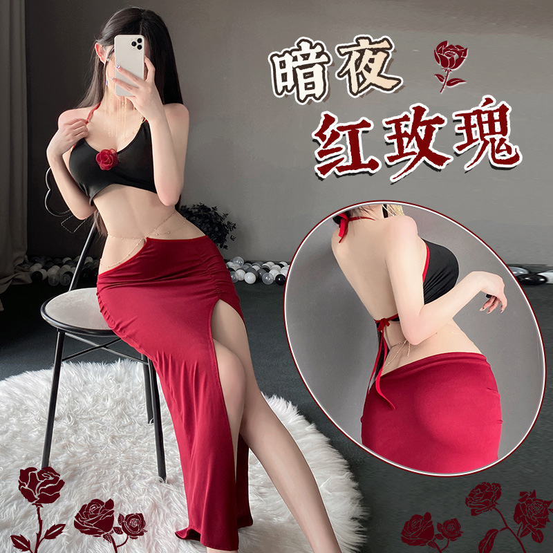 Faimujin chain decorated waist sexy nude back suit 6615 sexy underwear sexy uniform temptation passion 20/box