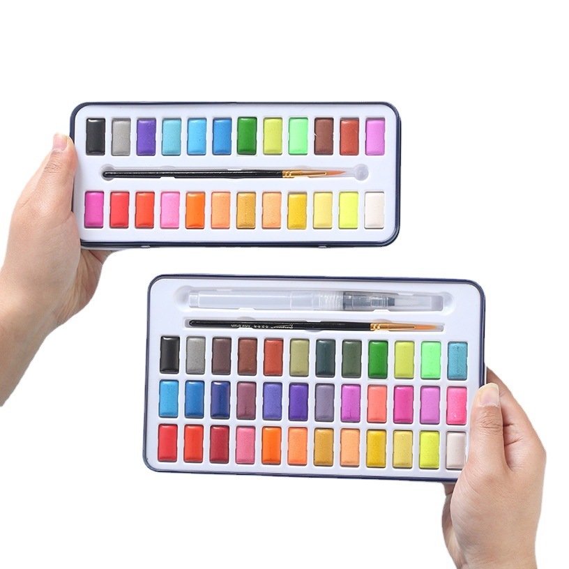 Watercolor paint suit solid watercolor 12 color 24 color 36 color beginner gouache paint primary school students art supplies