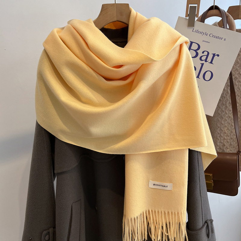 Picture of Blue Imitation Cashmere Scarf for Women 2025 New Winter K-Style Thickeneded Light Blue Scarf Versatile Dual-Use Shawl