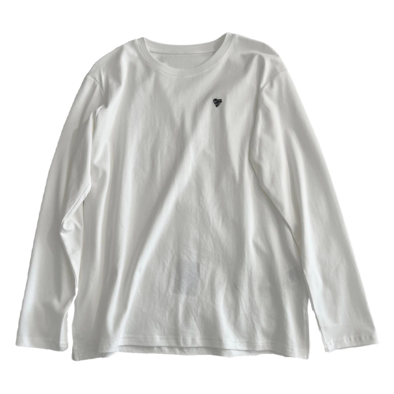 Double-sided velvet warm love printed T-shirt women's base shirt warm autumn and winter new all-match long sleeve round neck top