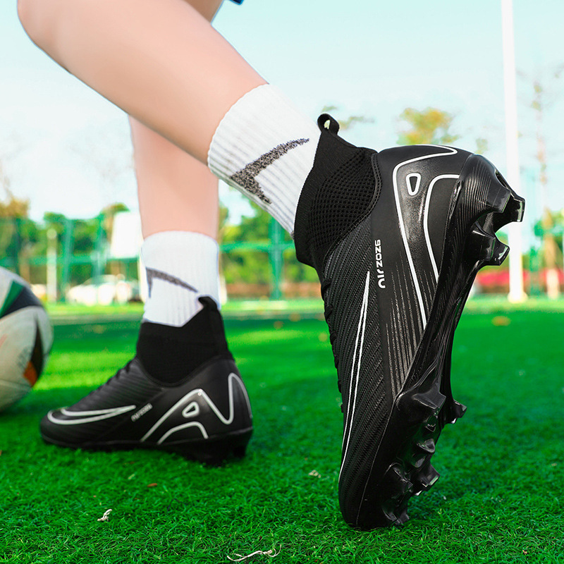 Cross-border New High-top Football Shoes for Men and Women Students Broken Nails TF Adult Ag Spike Competition Man-made Ground Training Shoes