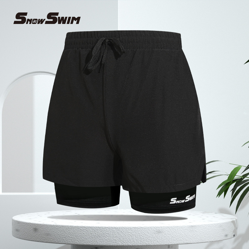 Picture of Men's double-layer swimming trunks boxer adult quick-drying anti-embarrassment swimming trunks beach pants hot spring swimming equipment suit
