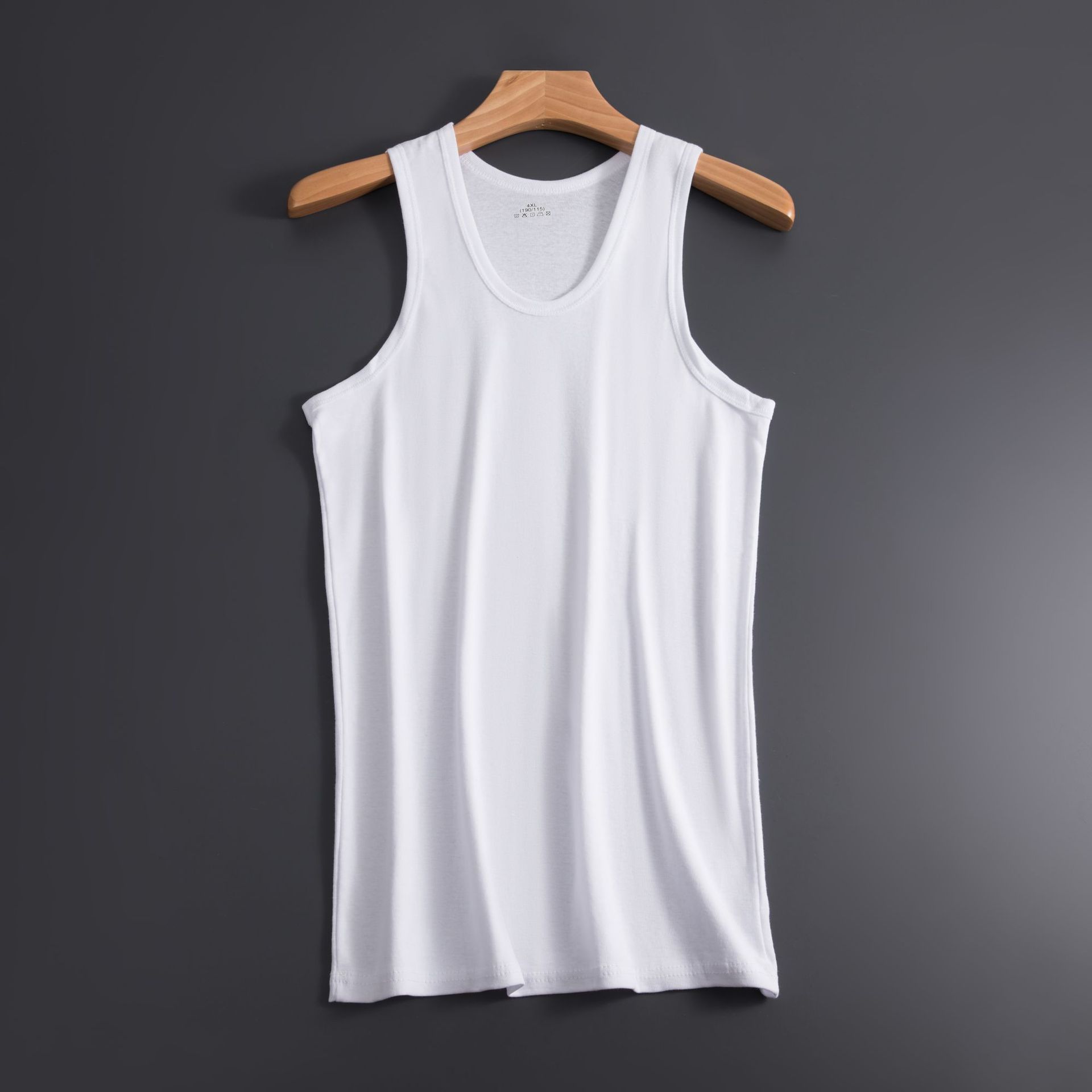 Picture of 100% Pure Cotton Summer Men's Vest Youth Tight-Fit Elastic Base Sport Slim-Fit Sling Sweatshirt Solid Color New Style