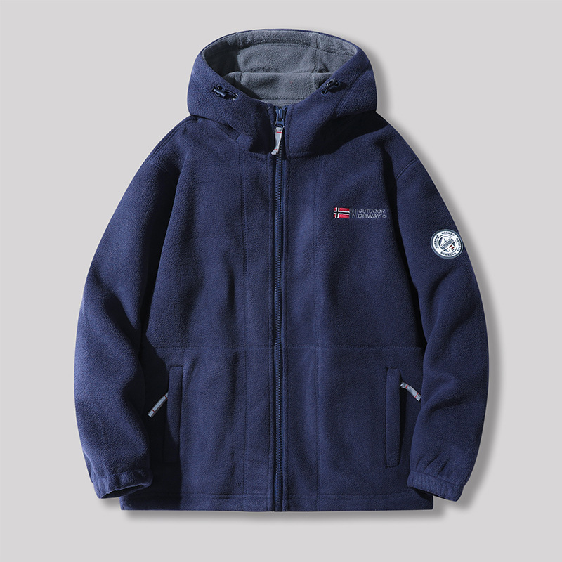 Picture of Exported to Norway hooded padded fleece winter warm double-sided polar fleece extra thick Changshu same couple's top