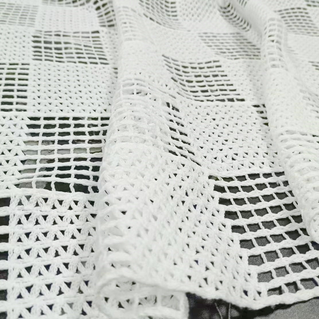 Picture of Polyester three-dimensional hollow fabric large square water-soluble white embroidered imitation hand hook lace handmade DIY accessories lace