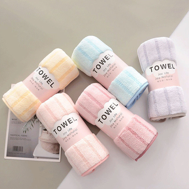 Factory in stock coral fleece towel a generation of thick absorbent striped face towel five gift towel wholesale