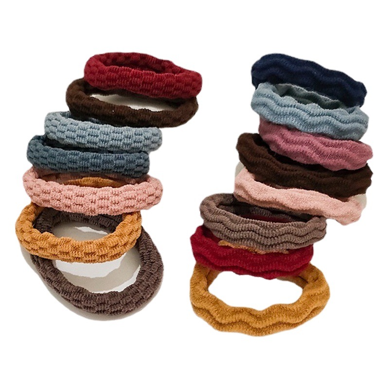 Storage Boxed Thick Korean High Elastic Seam-free Rope Rubber Tendon Jacquard Towel Ring Hair Ring 20/Box