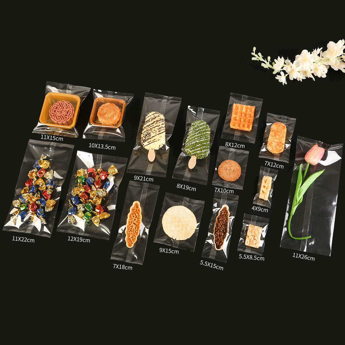 High-Definition Glossy Transparent Packaging Bag Food-Grade Snack Candy Middle Seal Bag Mooncake Baking Machine Seal Bag Ready for Sale