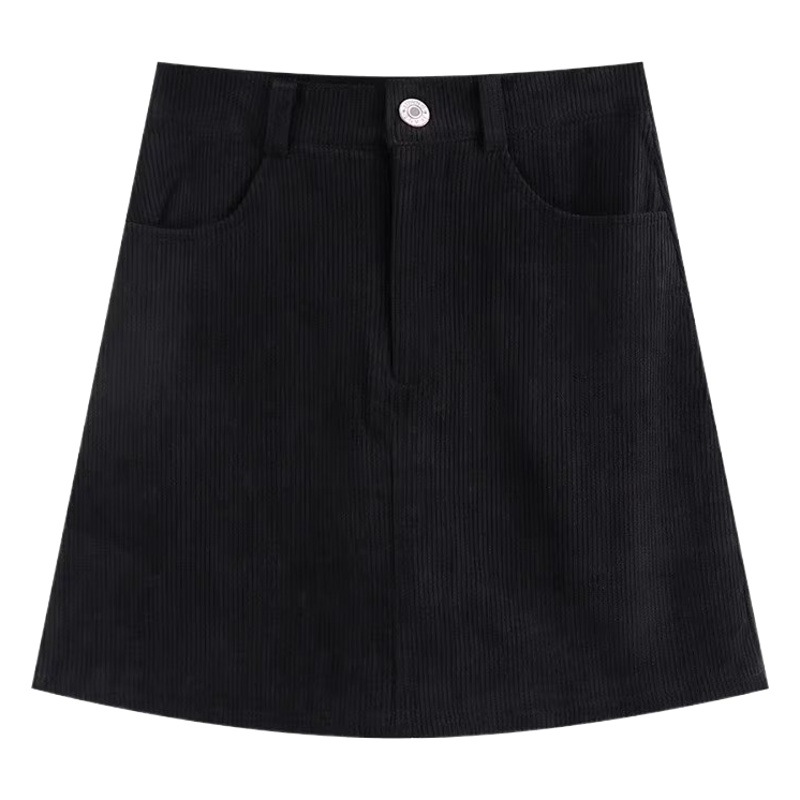 Corduroy Skirt Women's 2023 Autumn and Winter New High Waist Slimming Elegant Hip Skirt Small Korean A- line Skirt