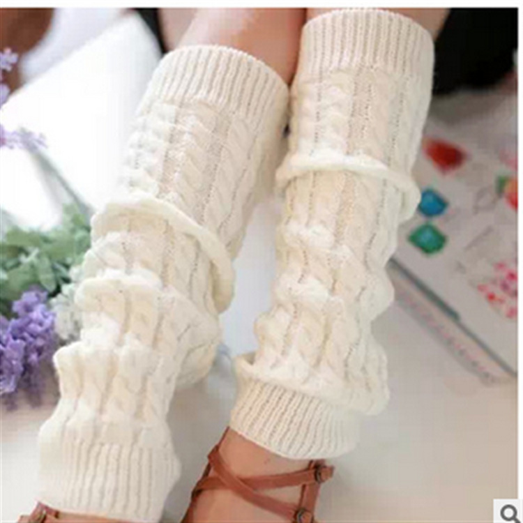 Three Organza K-Style Warm Woolen Thick Knitted Socks Set Pile Socks Leg Covers Full Twist Japanese Style Knee Pads and Foot Covers for Women