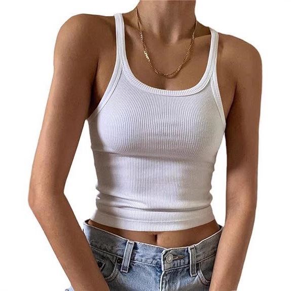 Milk Top Sling Navel Vest Summer Thin Silk Vest Cross-border European and American Amazon Women's Outer Wear Spice Girl