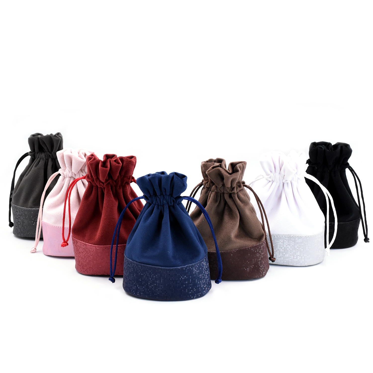 Spliced ​​Contrast Color Velvet Drawstring Pocket Creative Jewelry Watch Gift Storage Velvet Bag Drawstring Bag