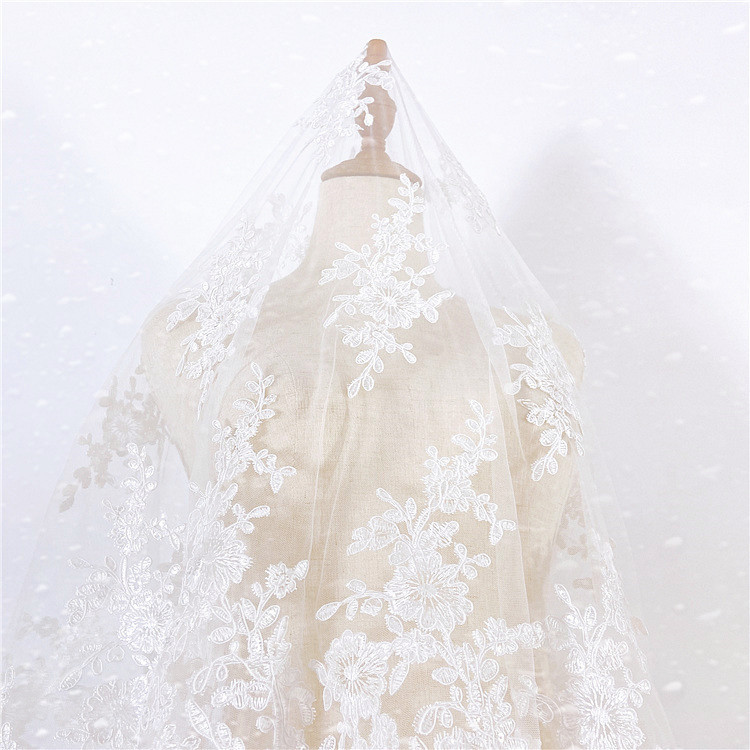 Picture of New Water-Soluble Wedding Dress Sequin Embroidery Fabric Mesh Double-Sided Embroidery 125cm Dress Lace Fabric Cross-Border Export