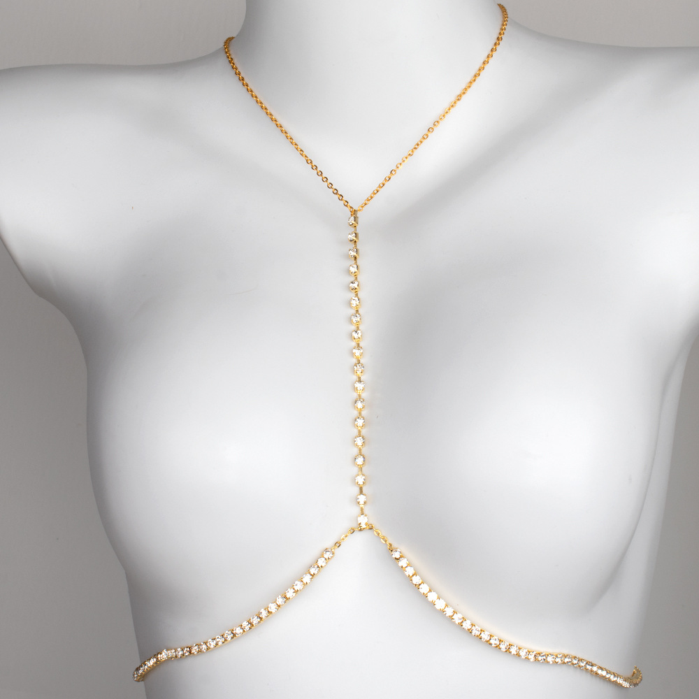 Picture of Cross-border Explosions Sexy Rhinestone Chest Chain European and American Women's Fashion Full Diamond Neck Necklace Body Chain Chest Chain Accessories