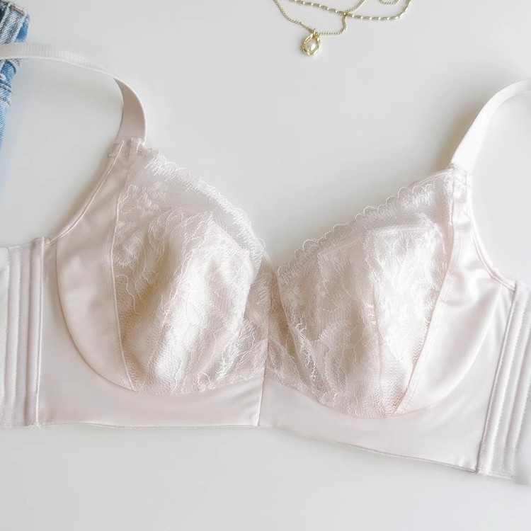 Picture of Large Breasts Appear Smaller, Ultra-Thin Large Size Bra, Pull-Up Lace Splicing Satin Rabbit Ear Cup Sexy Adjustable Intimates for Women
