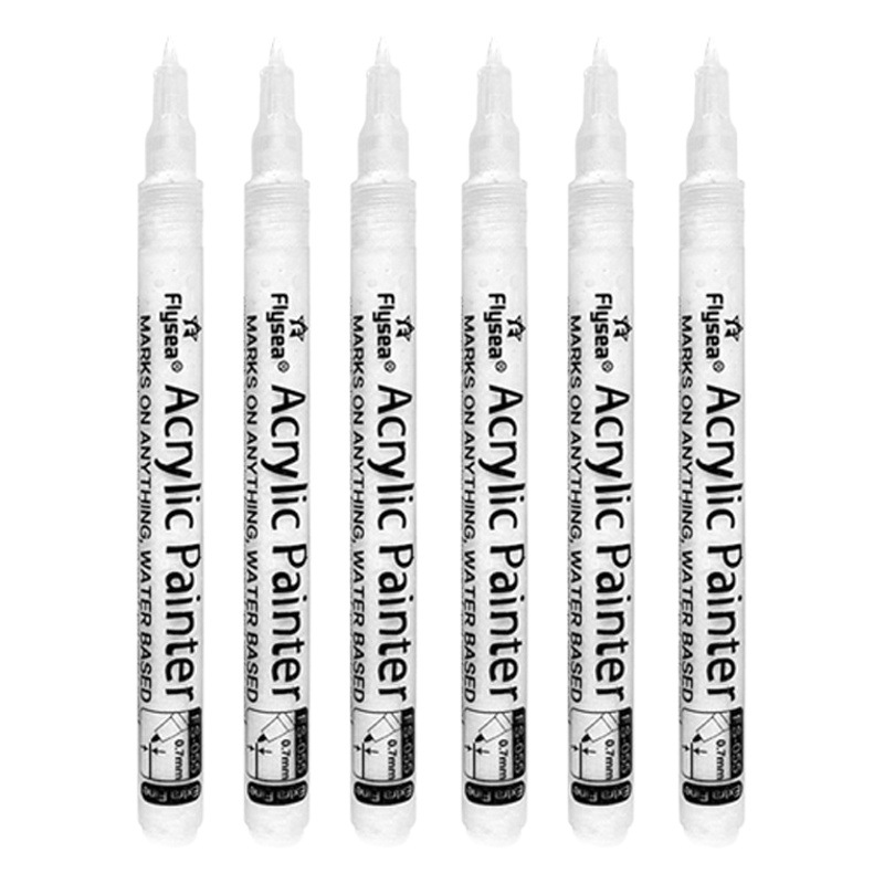 Cross-border 6 Pack Black and White Acrylic Marker Goo Card Body Painting Goulet Pen Wholesale Watercolor Graffiti Highlight Pen