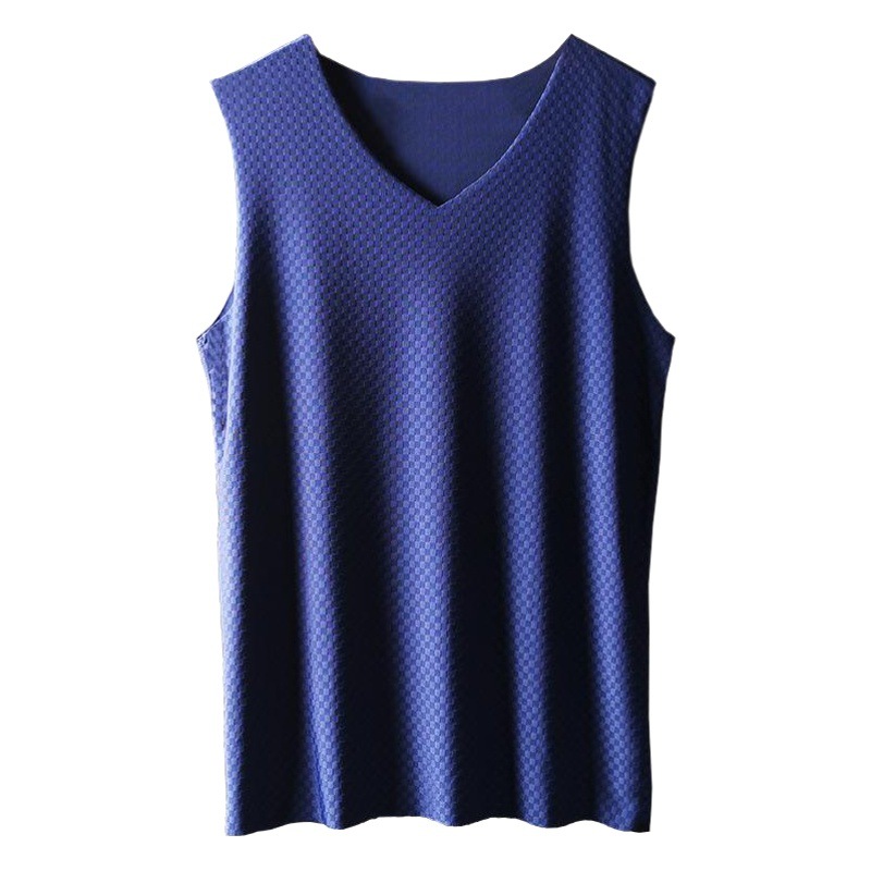 Men's Vest Ice Silk Seamless Men's Summer Slim-fit V-neck Sweatshirt Youth Sports Hurdle Sleeveless Underwear Base Shirt