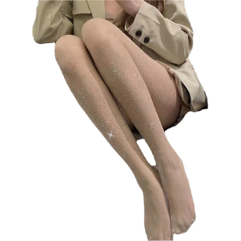 Net Stockings Cross-border Thin Hollow-out Hot Drilling Net Stockings Fishing Net Stockings Trendy Sexy Slim-fit Leg-leggings Pantyhose