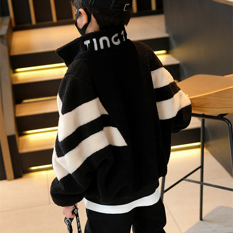 Picture of Autumn and Winter boys' lambswool coat fleece-lined thickened children's long-sleeved zipper girls' lambswool sweater