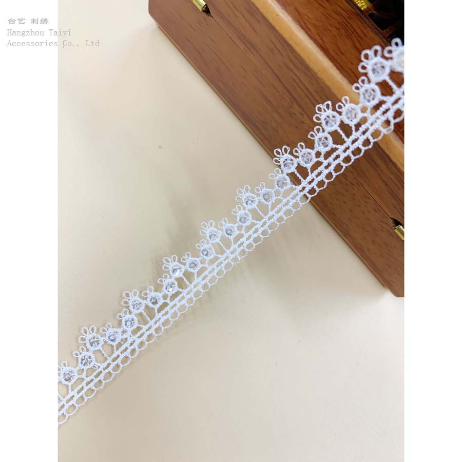 Polyester barcode home soft ornaments wave in stock wholesale embroidered lace clothing accessories water soluble beads lace