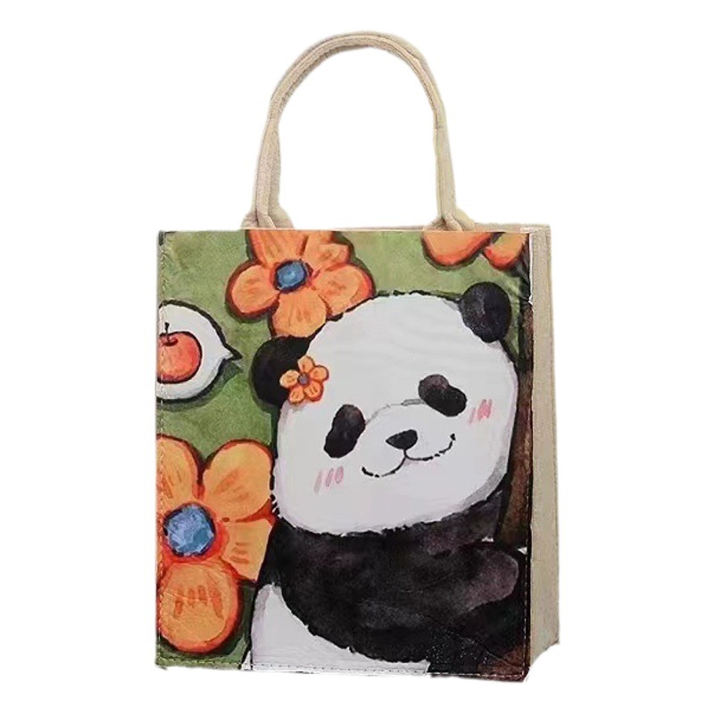 New National Trend Felt Printed Bag Postal Panda Flower Felt Handbag Daily Shopping Commuting Handbag