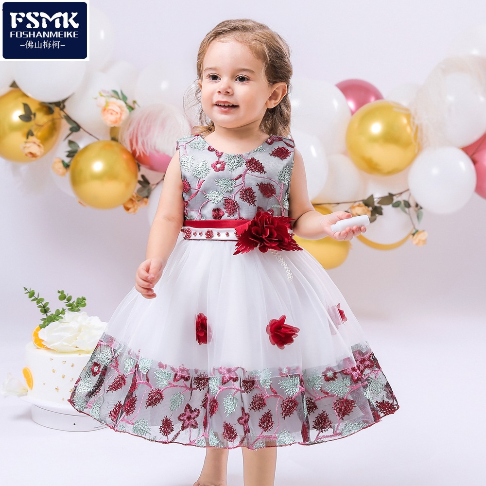 Picture of Cross-border Ebay Amazon new children embroidered dress color matching princess dress girl flower wedding dress dress dress