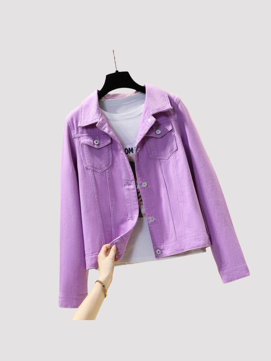 Picture of Vintage Denim Shirt Jacket for Women, Hong Kong Style Loose Denim Work Jacket, Trendy Popular Foreign Trade Jacket for Women