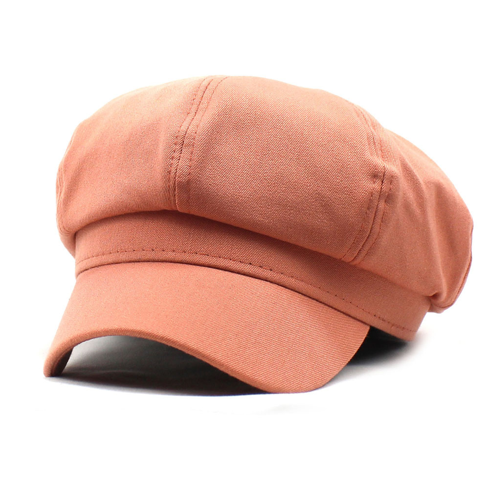 Autumn and winter cotton Navy cap solid color octagonal cap Women's warm cap casual painter cap curved brim beret