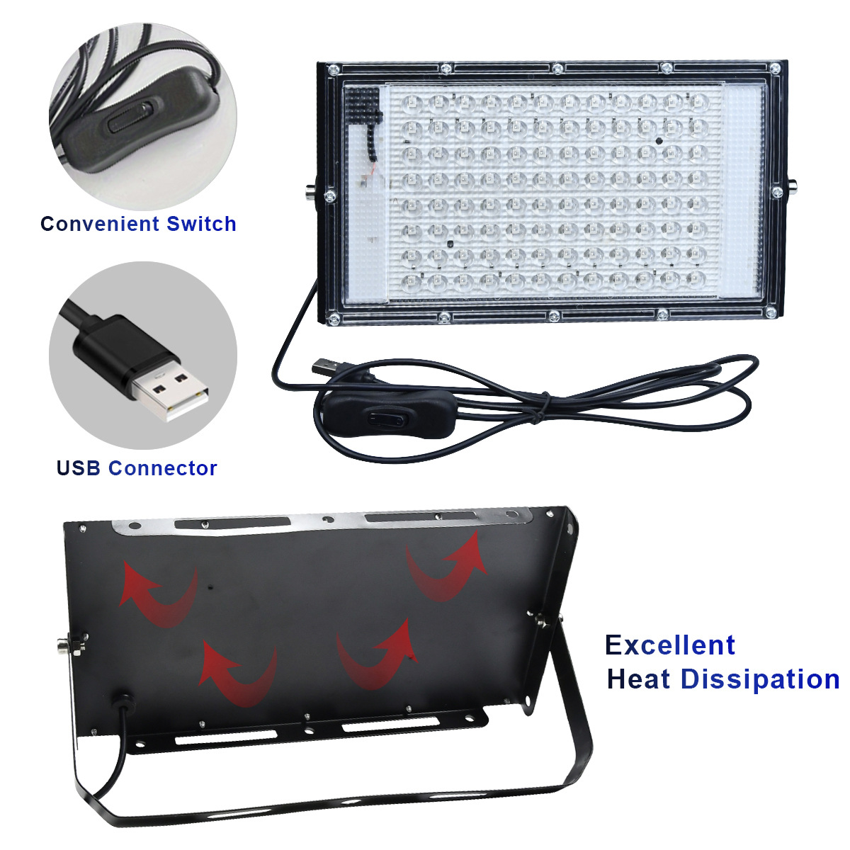 Picture of 5V purple light cross-border wholesale USB interface UV curing lamp source square stage atmosphere purple light