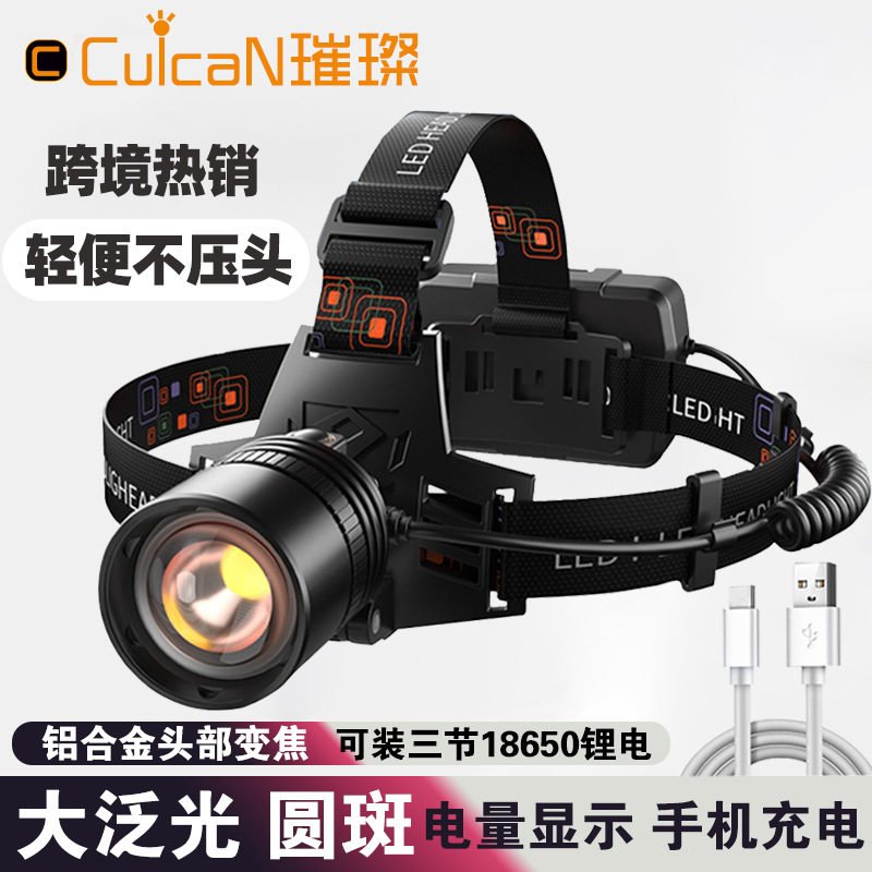 Cross-border LED headlight strong light charging outdoor night fishing long-range flashlight super bright head-mounted camping miner's lamp