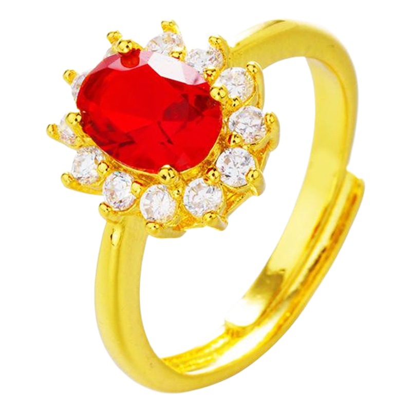 Vietnam sand gold jewelry brass plated real gold jewelry micro inlay gem ring opening fashion accessories jewelry wholesale