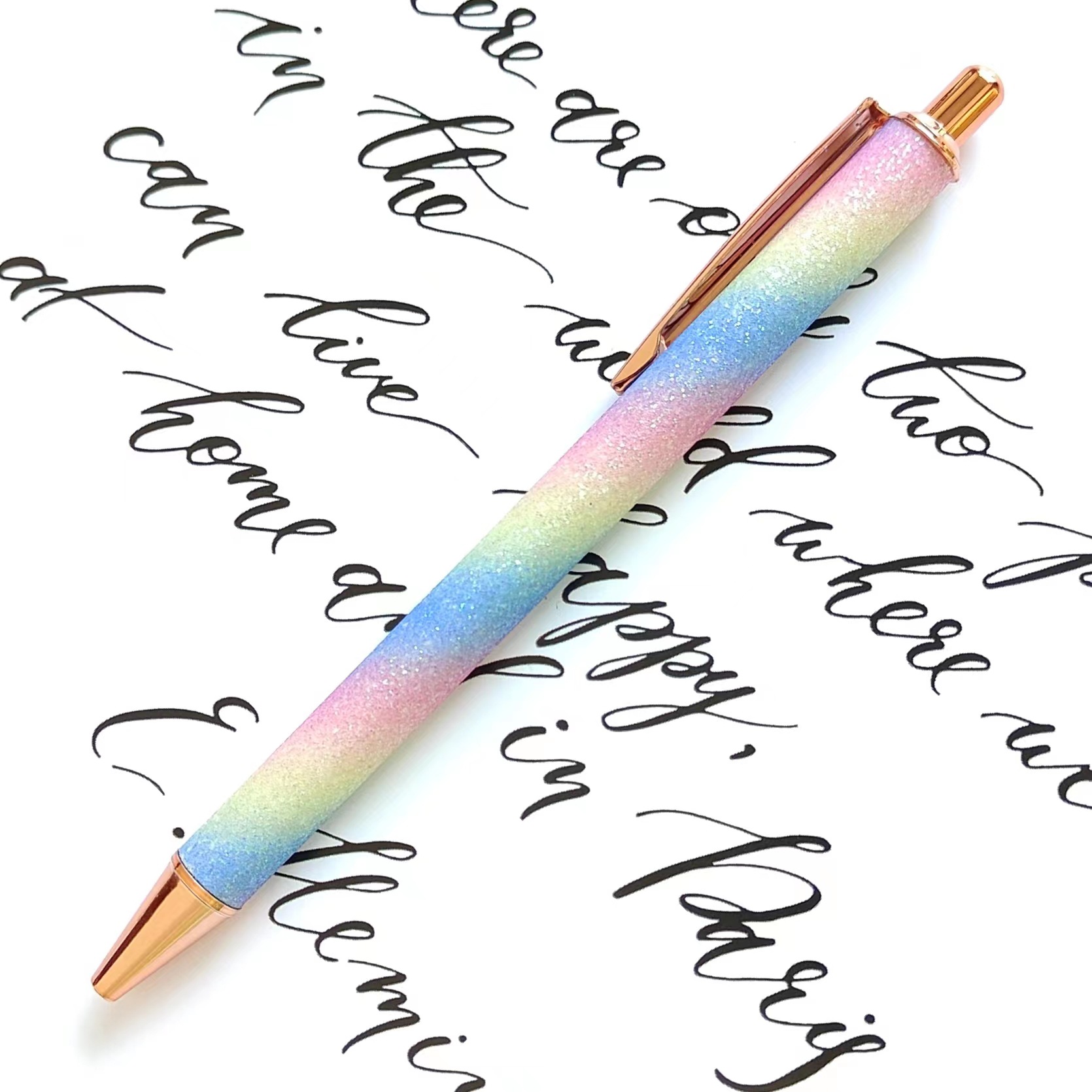 Picture of Press ball pen spot wholesale gold pink press pen creative rainbow PU foreskin gift advertising