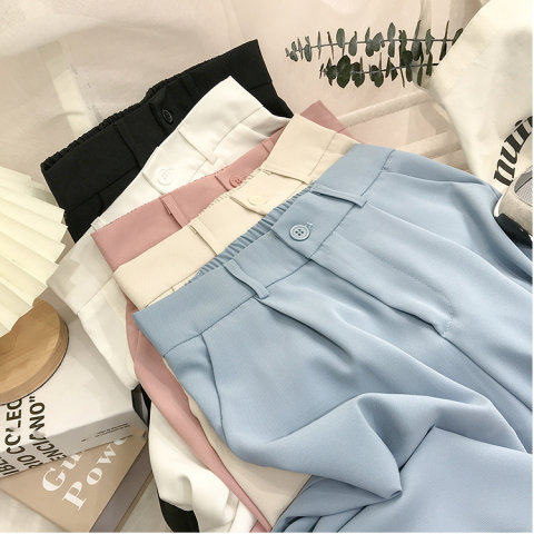 2024 Summer and Autumn Suit Pants Women's New Korean Style High Waisted Loose Slim Straight-Leg Pants Nine-Point Pipe Casual Small Suit Pants