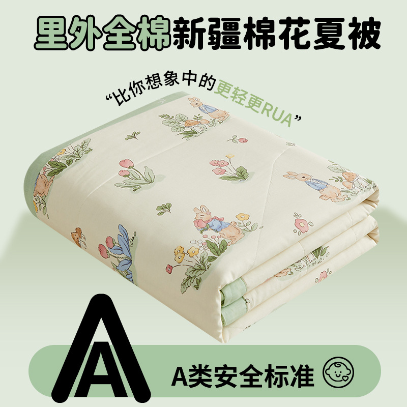 Mother and Child Grade Xinjiang Pure Cotton Summer Cool Quilt All Cotton Air-conditioning Quilt Double Summer Quilt Summer Thin Quilt Core Machine Washable