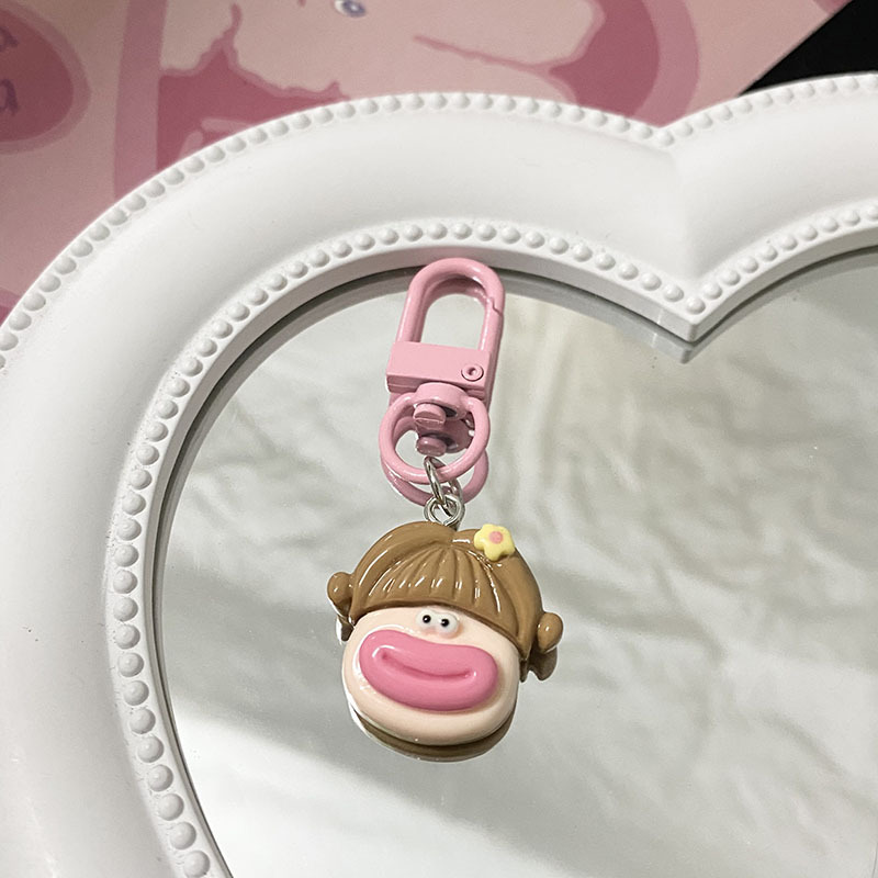 Picture of Ugly cute cartoon fried potato keychain big mouth monster pendant schoolbag pencil case Student girl heart ornaments