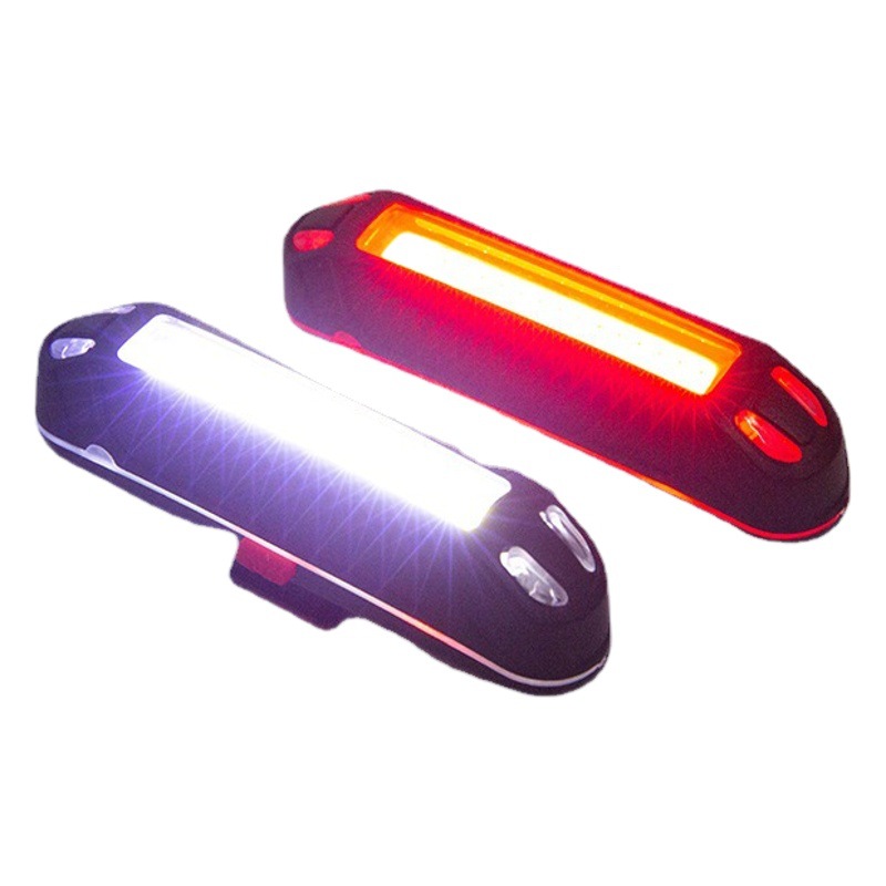 Wholesale bicycle tail light USB charging flash three-color warning light COB highlight cycling light cycling equipment