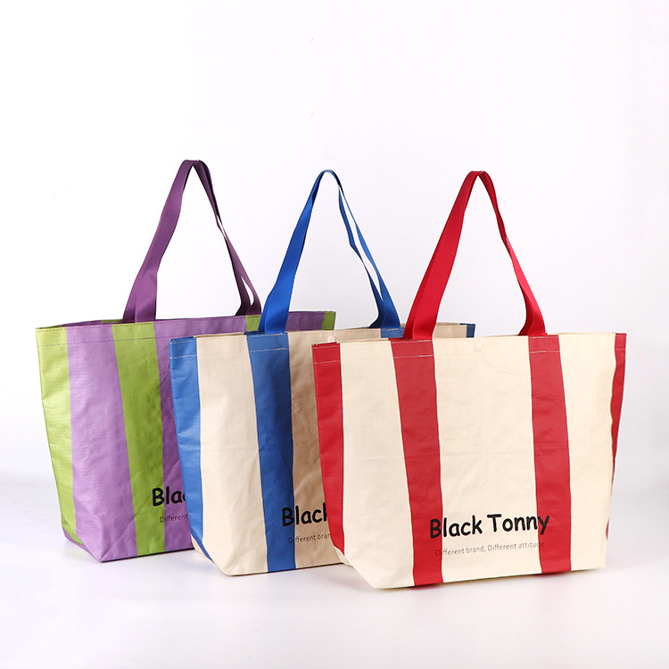 Color printing woven bag making portable snakeskin woven shopping bag supermarket shoulder back large capacity gift bag wholesale