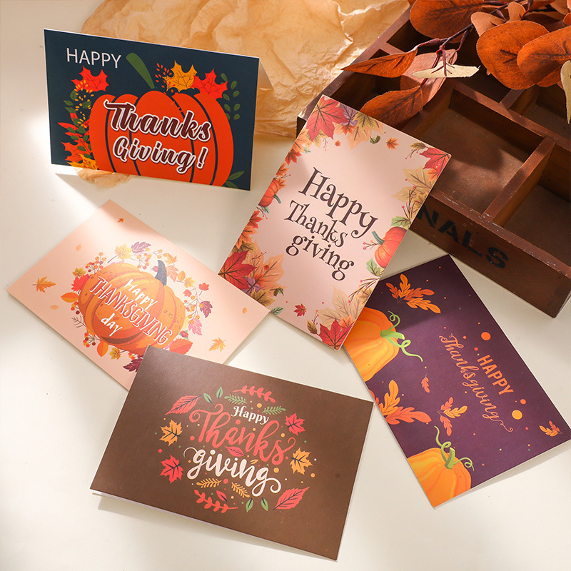 Picture of 8 sets of Amazon Thanksgiving cards Christmas suit cards Creative blessing cards with envelopes